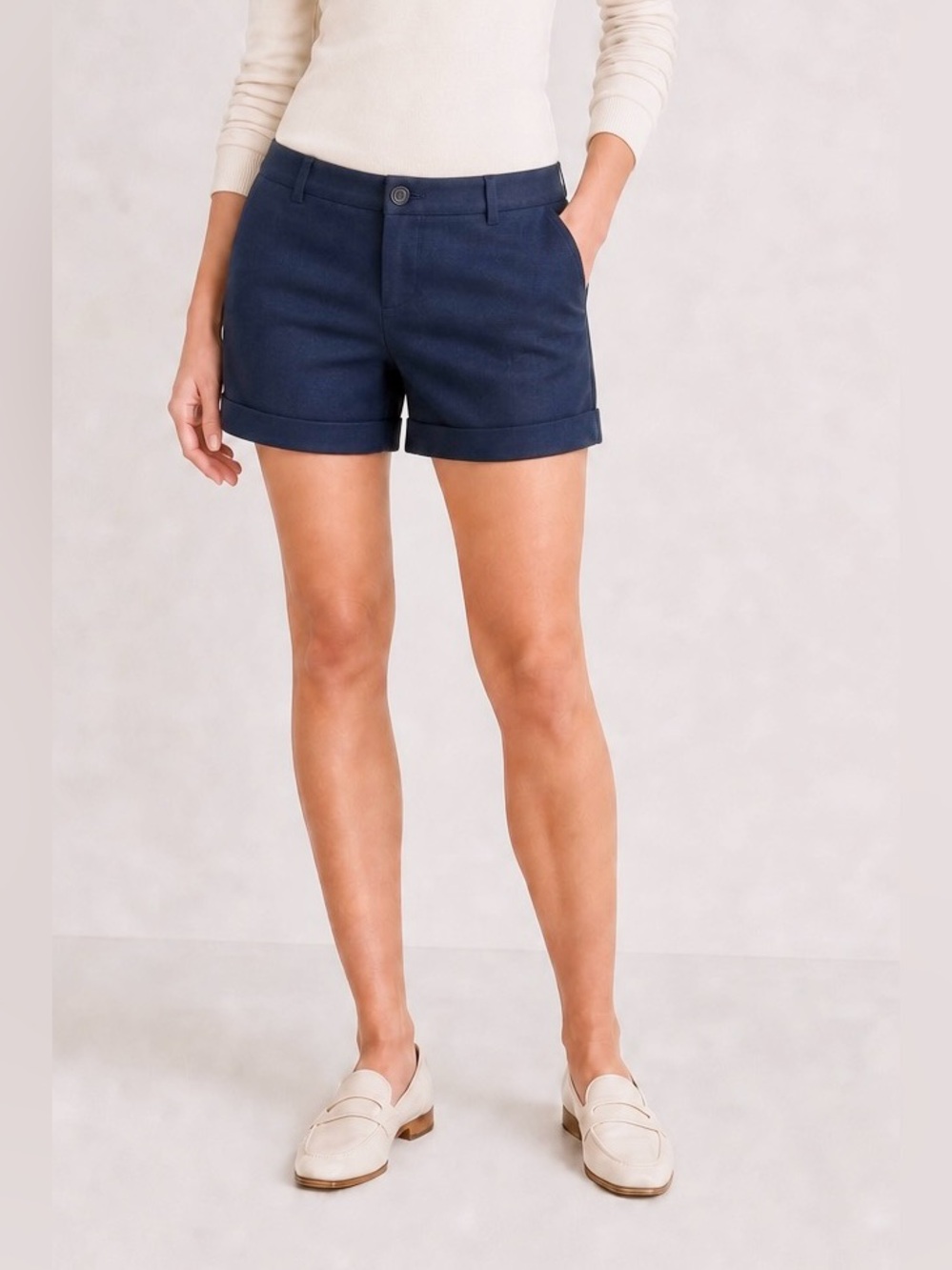 NWT Tommy Hilfiger Navy Tailored Shorts Wool Blend Fully Lined. 5” inseam Size 0